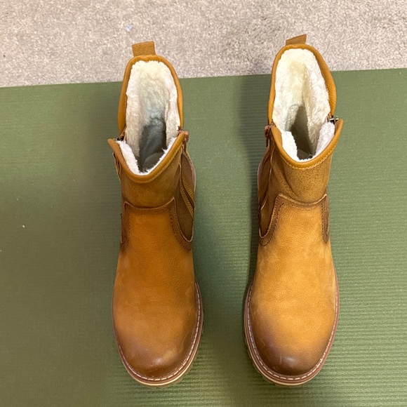 Spring Step Jovany Leather Booties EU 40 US 9 Tan Fur Lined Dual Zip Lug Sole - Picture 3 of 11